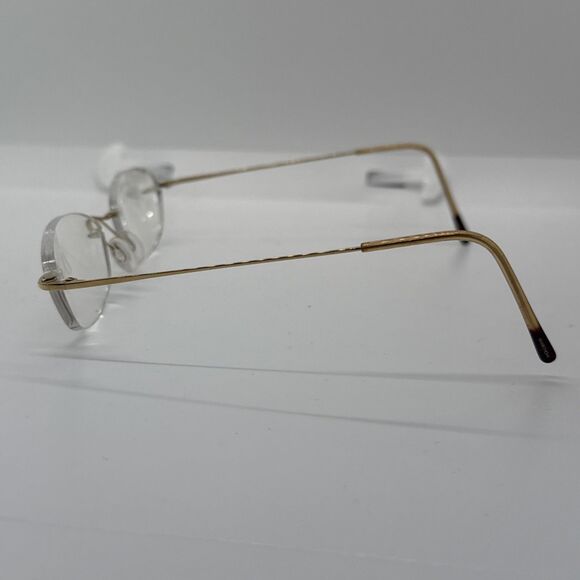 Marchon Airlock 2 760/9 50 Gold Rimless Eyeglasses Frames 49-21 135 FRAMES ONLY - Picture 3 of 9